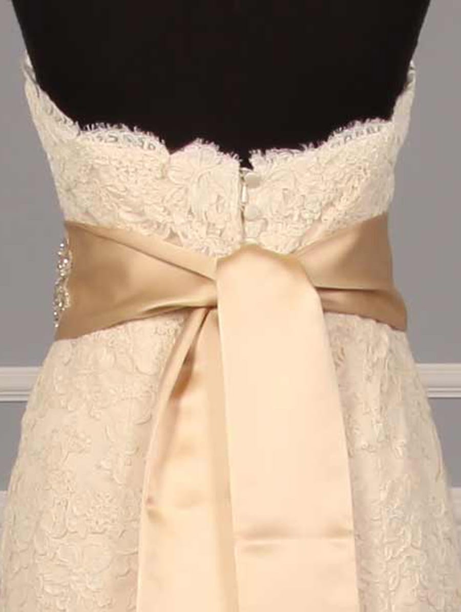 B519 Champagne Embellished Back Bridal Sash