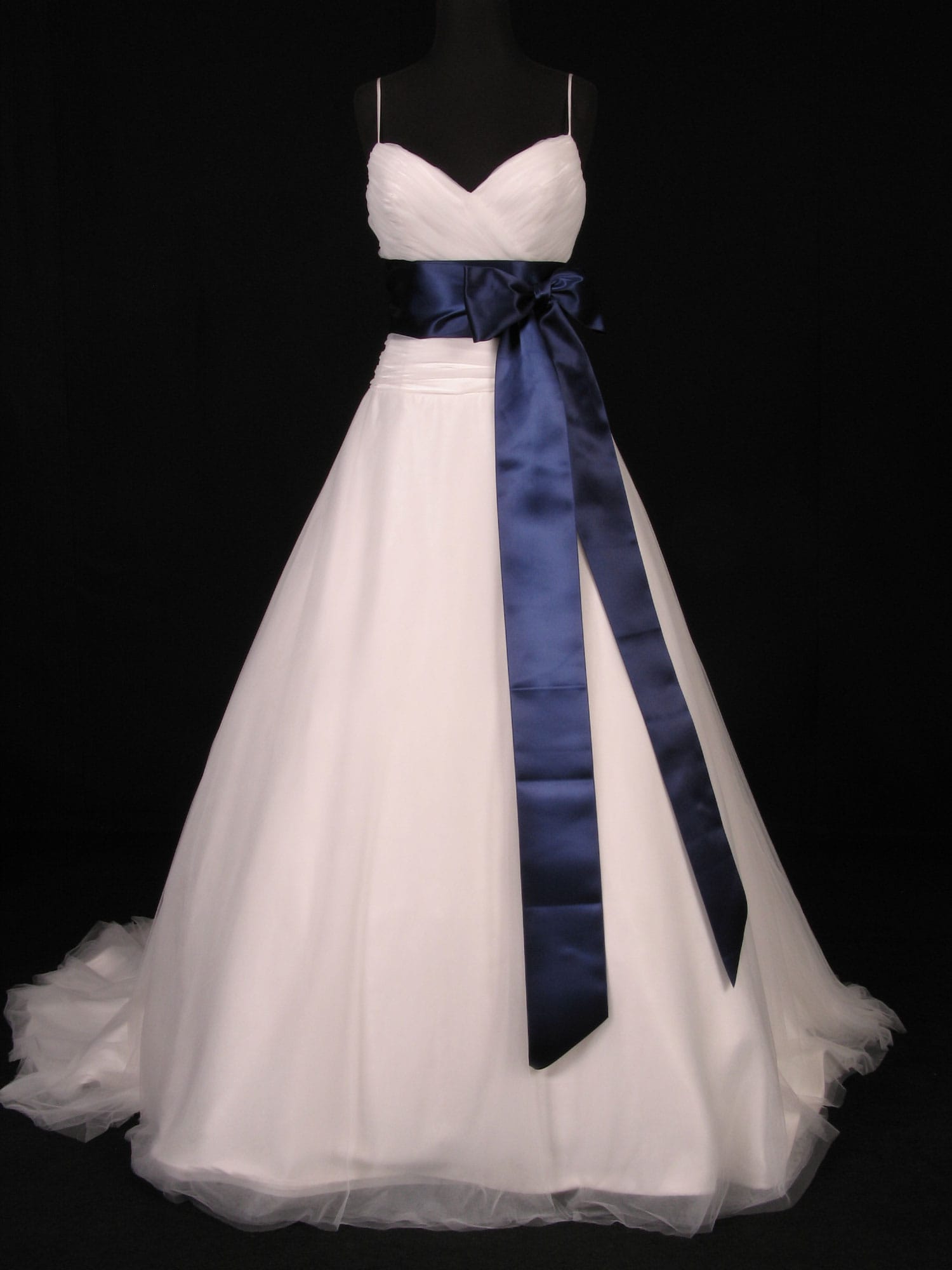 Navy Double Faced Satin Ribbon Sash Belt