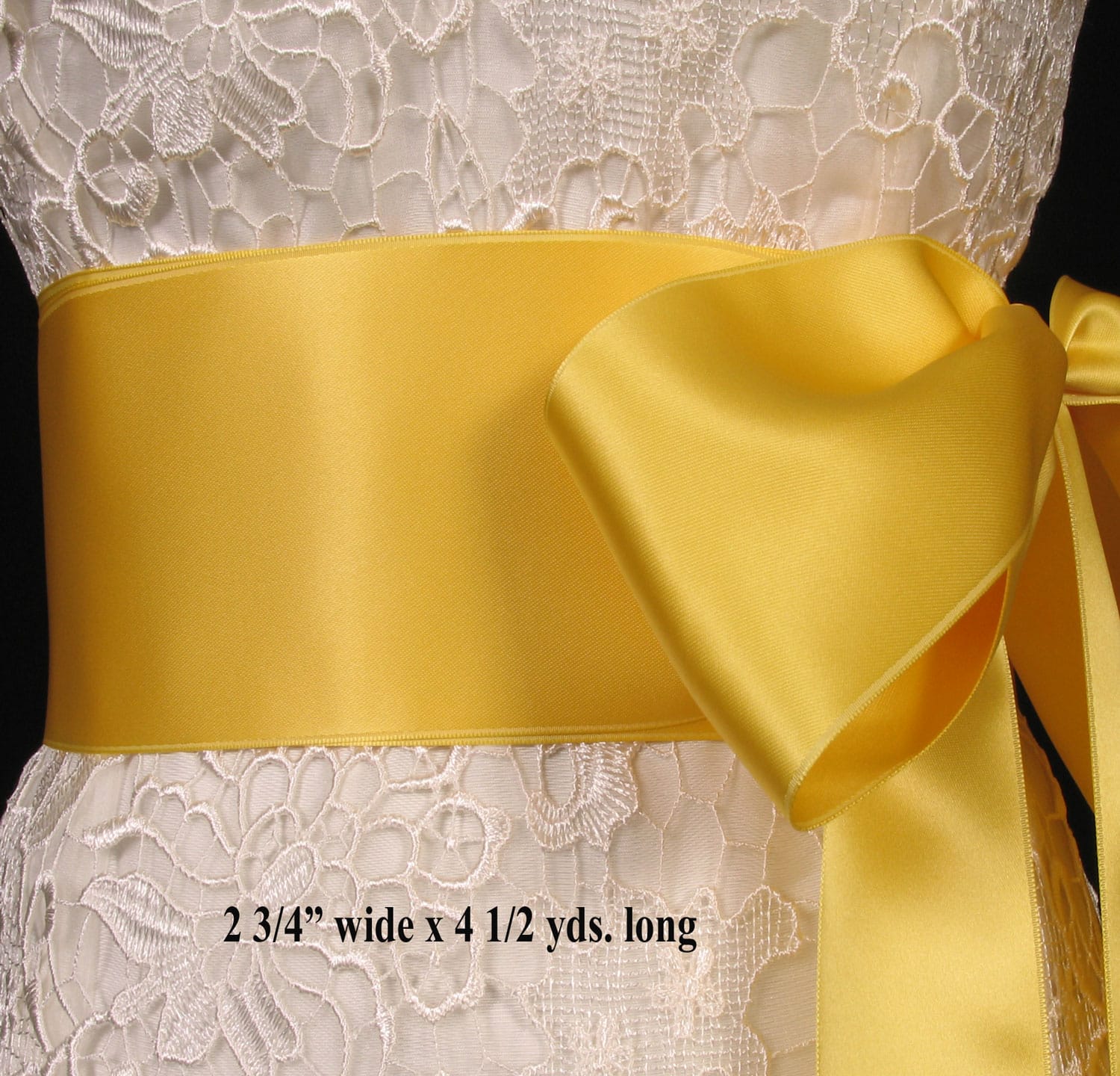 Lemon Double Faced Satin Ribbon Sash