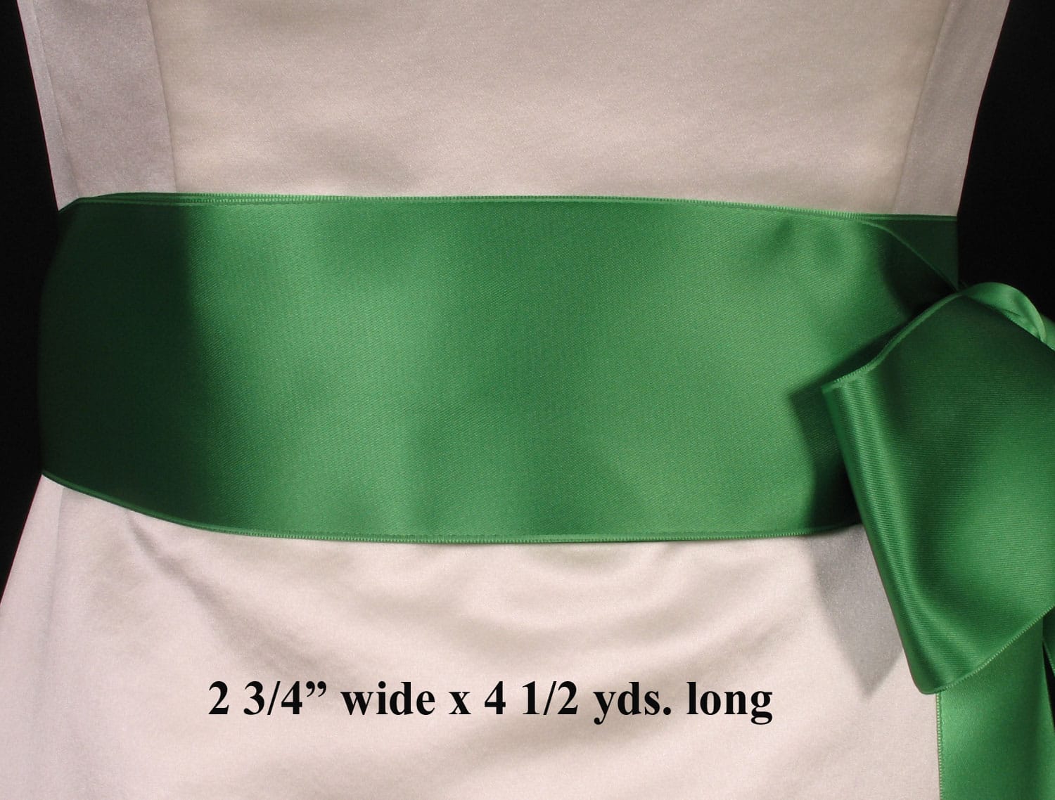 Kelly Green Double Faced Satin Ribbon Sash