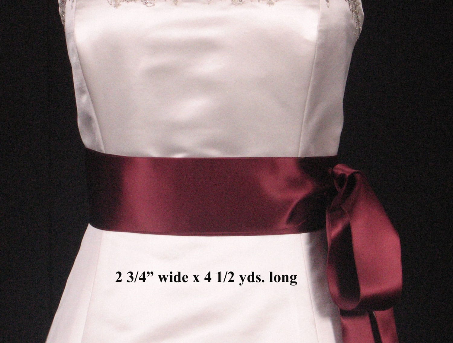 Burgundy Double Faced Satin Ribbon Sash