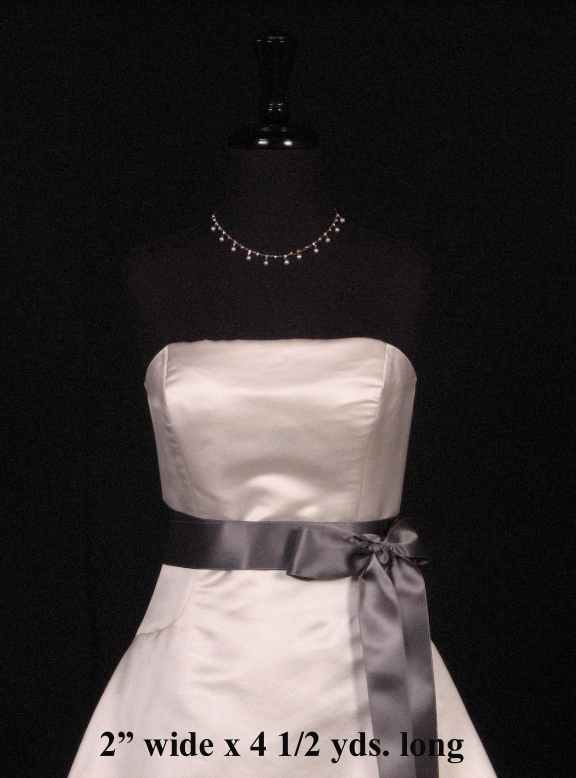 Pewter Double Faced Satin Ribbon Sash