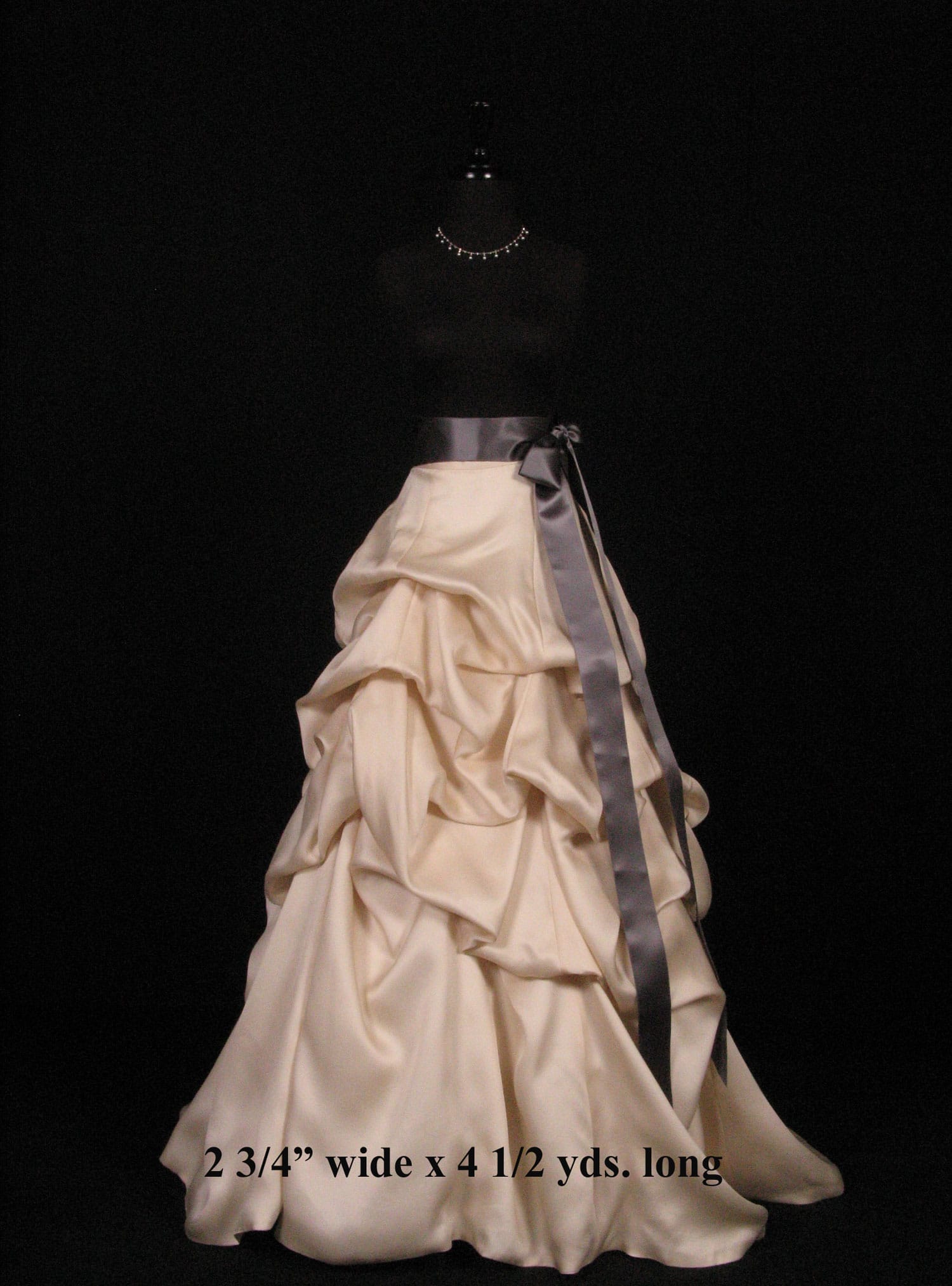 Pewter Double Faced Satin Ribbon Sash