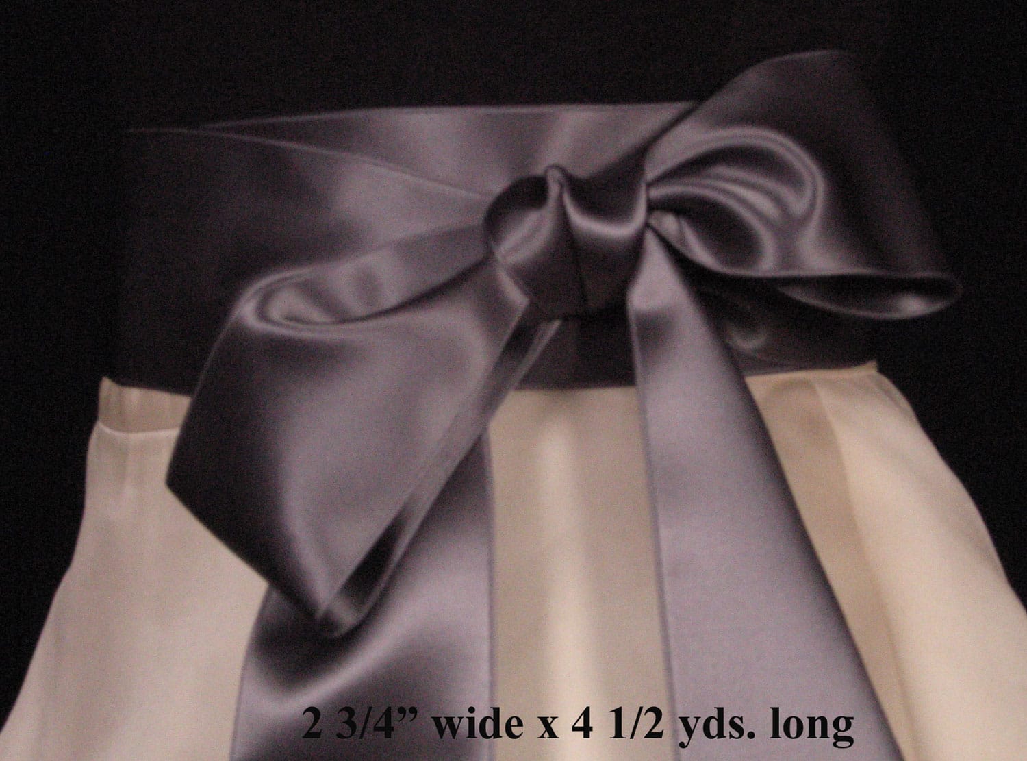 Pewter Double Faced Satin Ribbon Sash