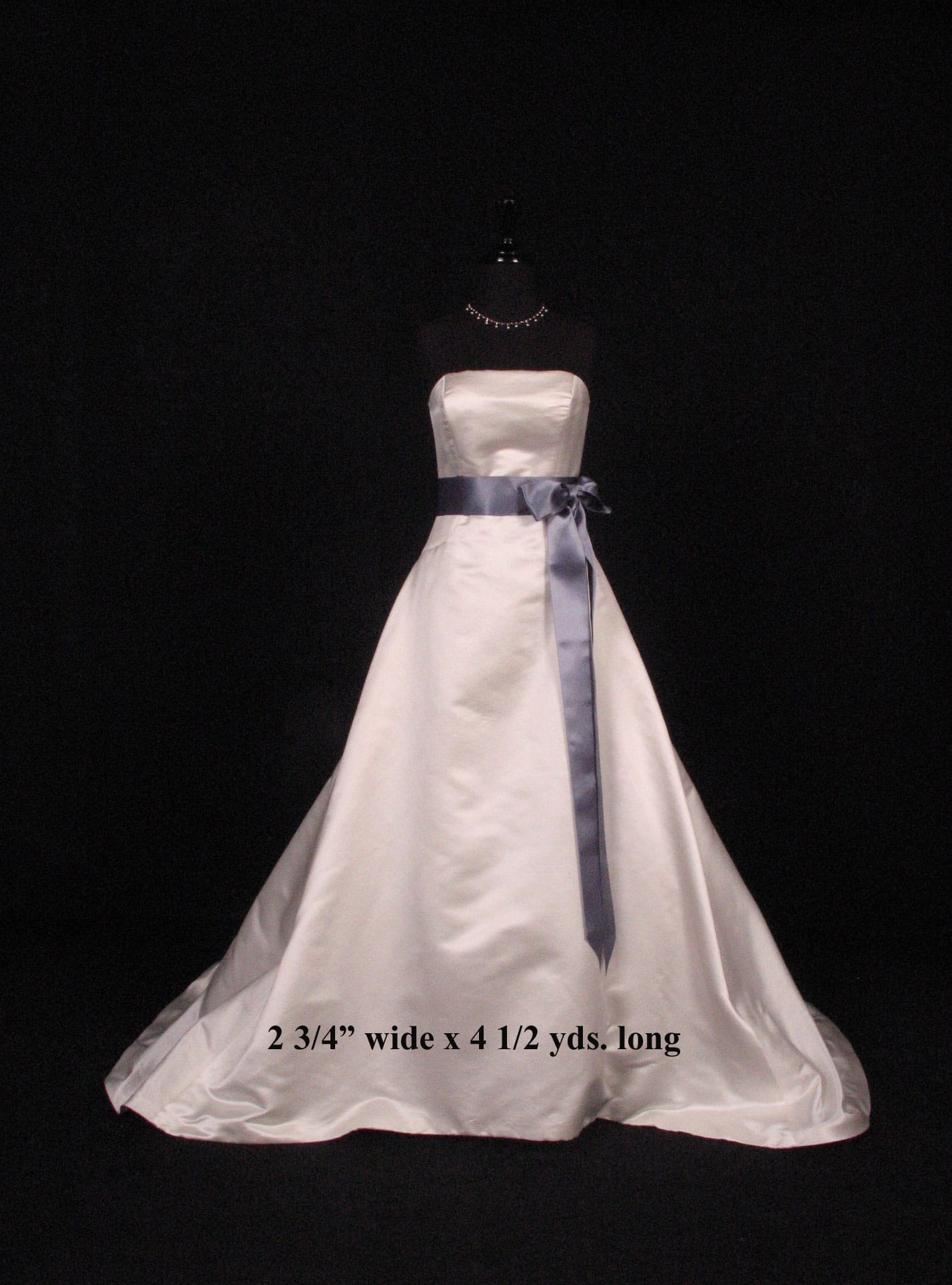Smoke Blue Double Faced Satin Ribbon Sash