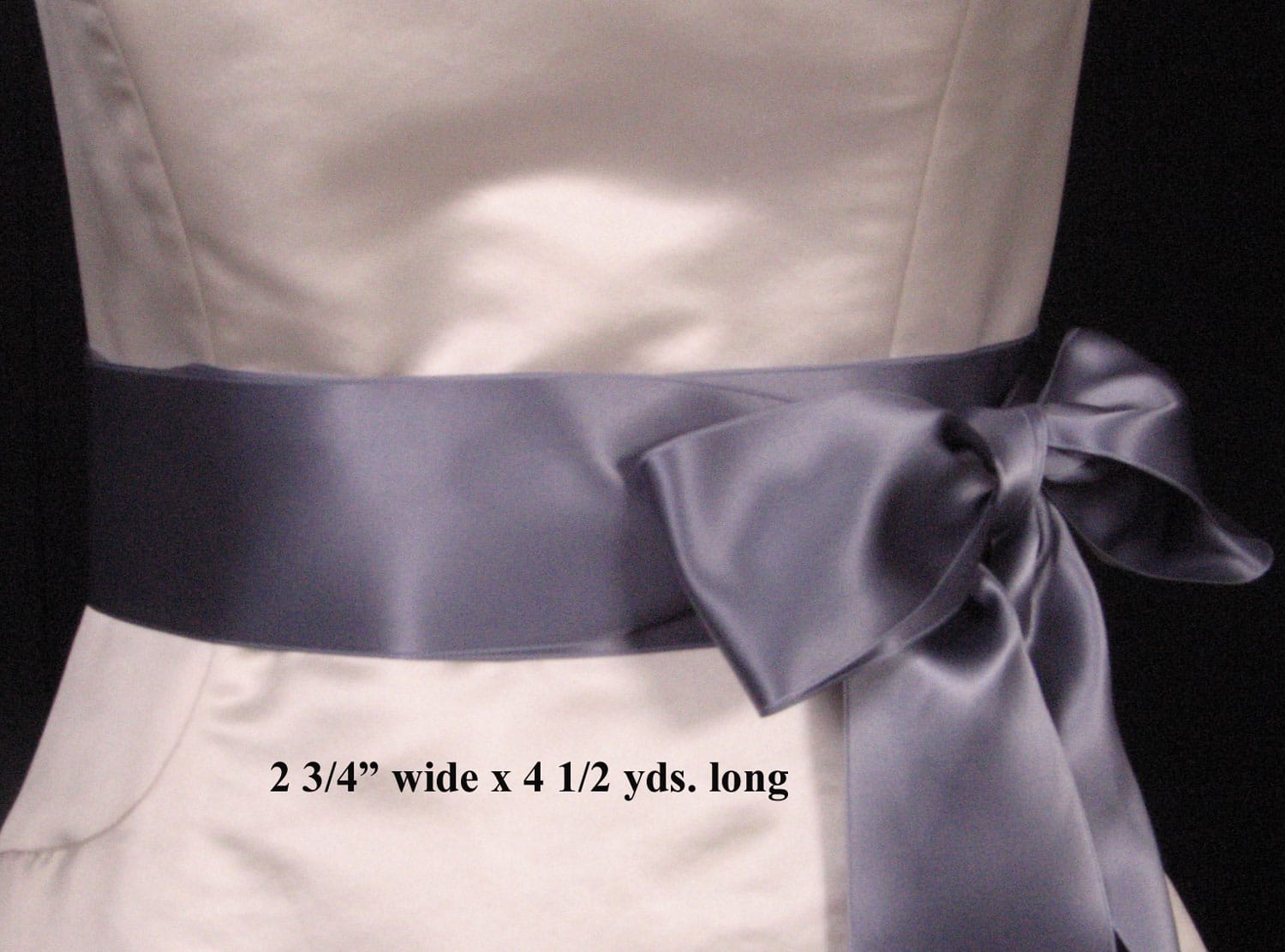 Smoke Blue Double Faced Satin Ribbon Sash