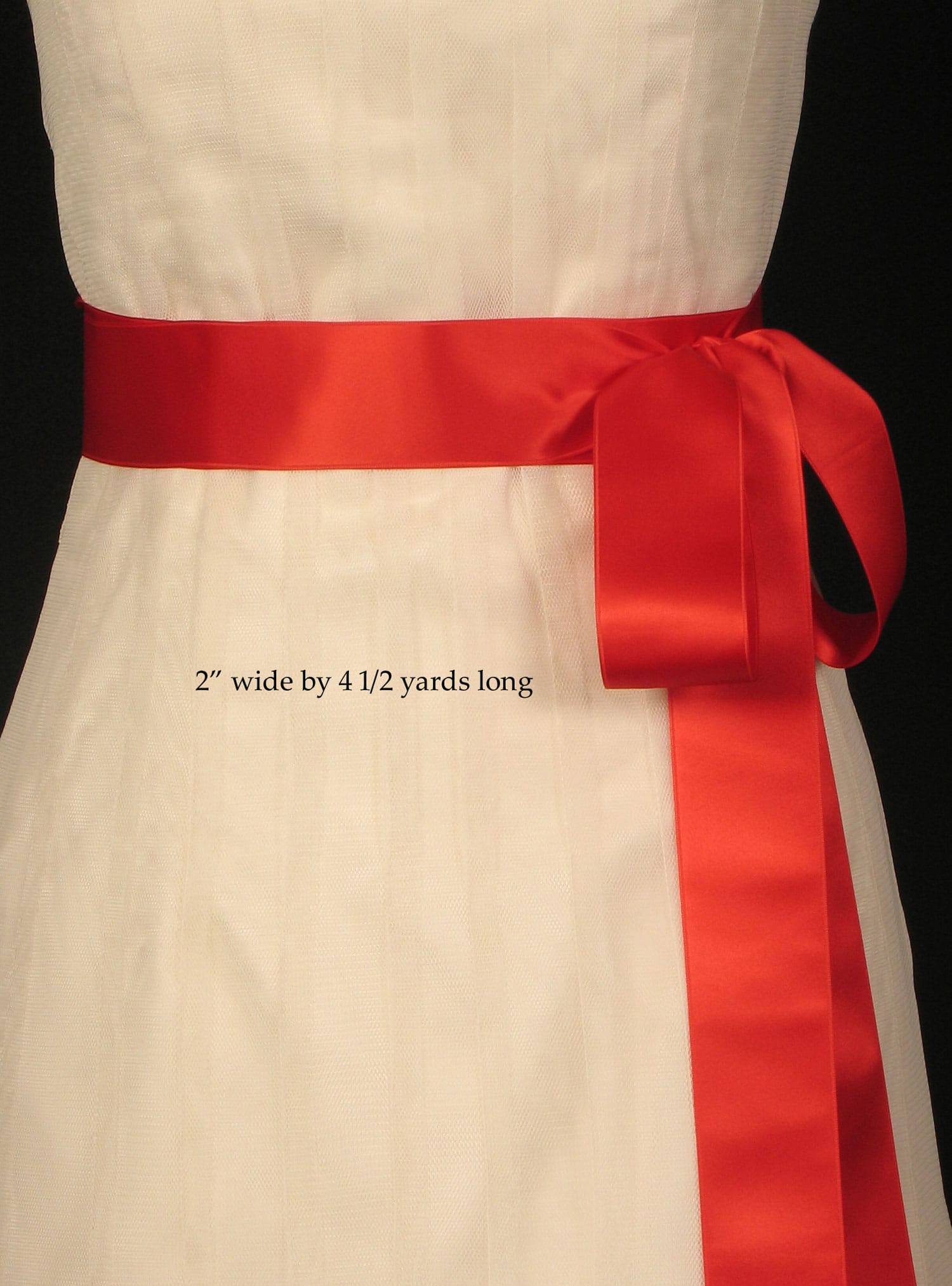 Flame Red Double Faced Satin Ribbon Sash