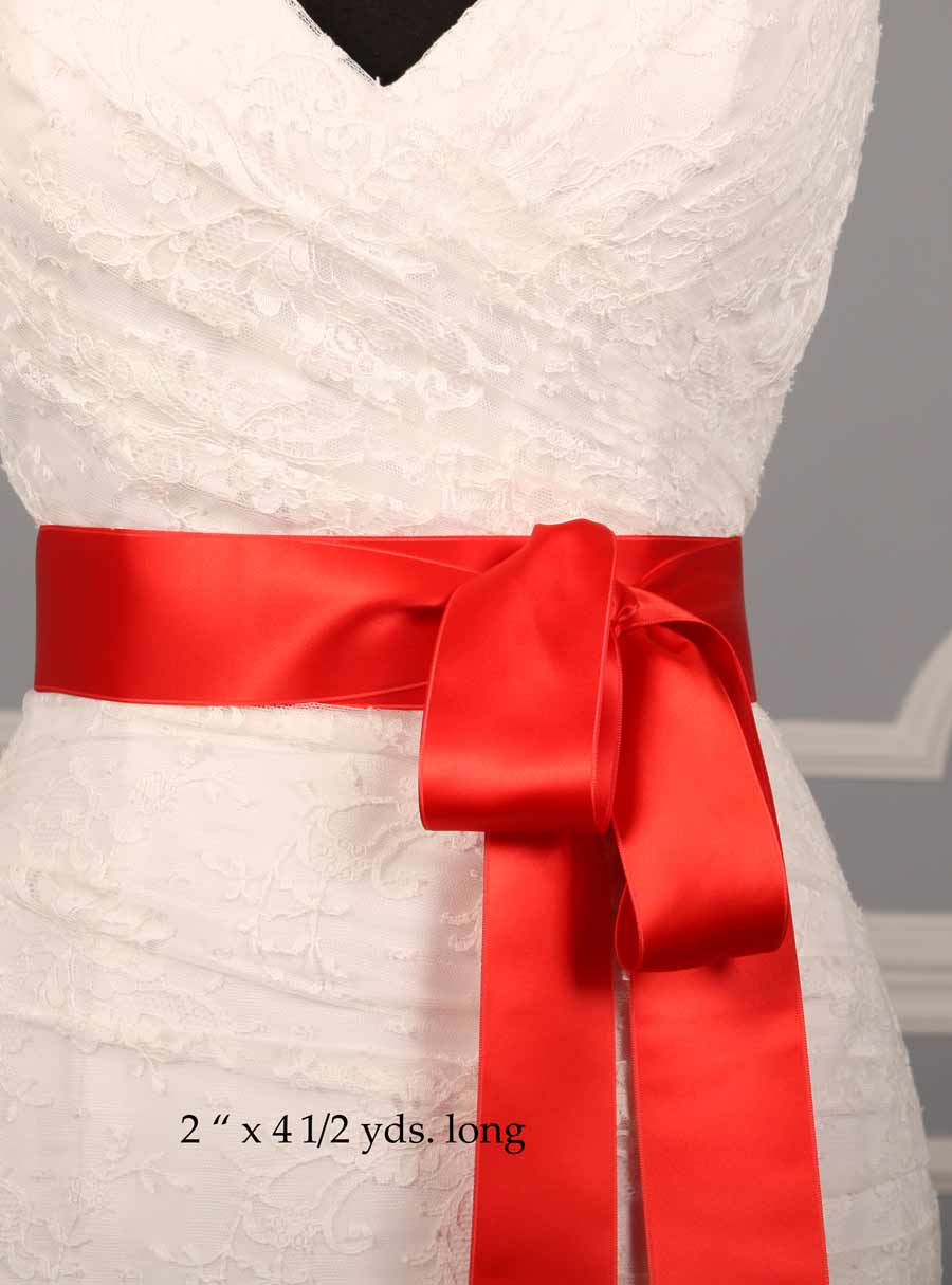 Rouge Red Double Faced Satin Ribbon Sash