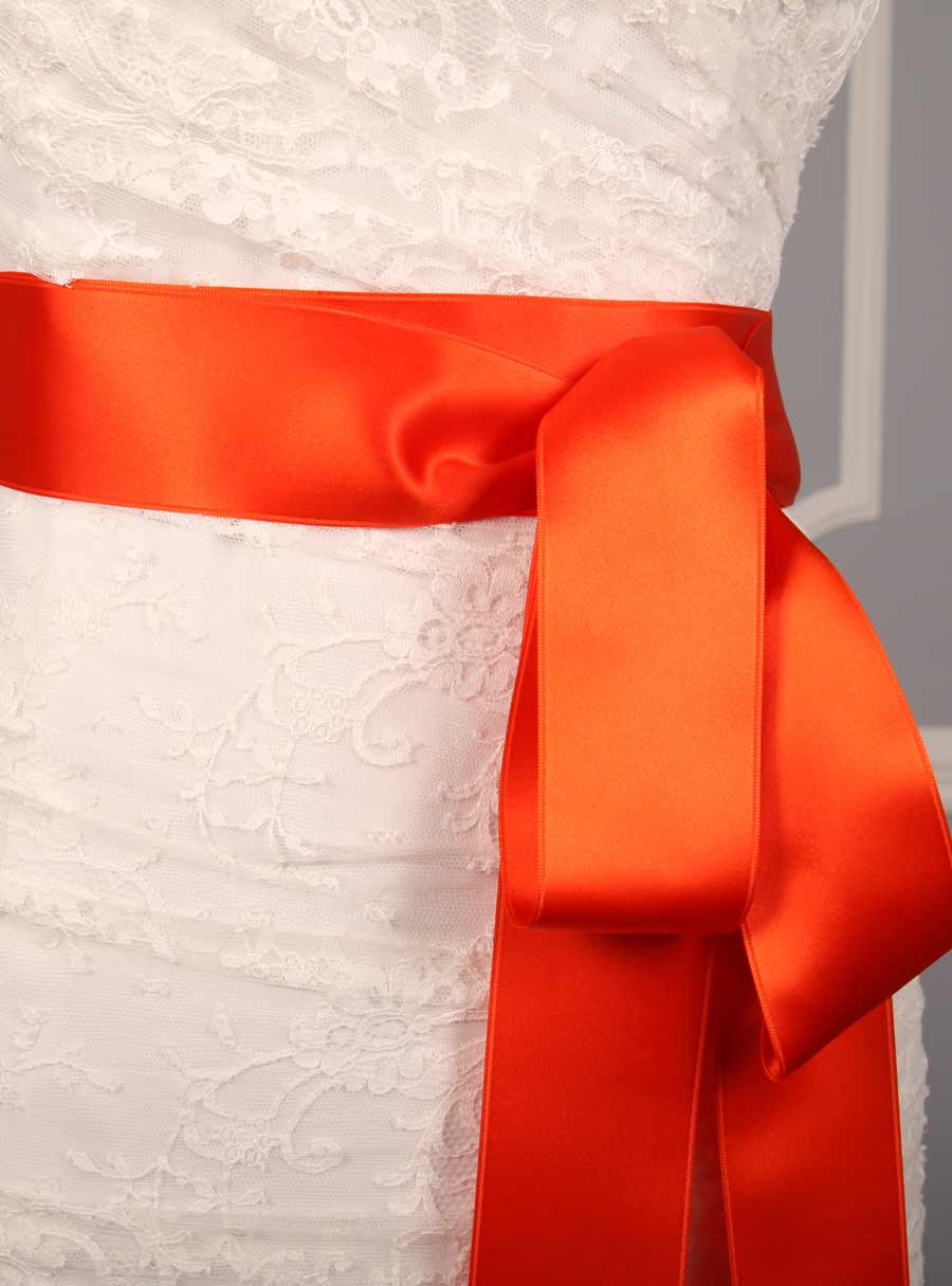 Autumn Orange Double Faced Satin Ribbon Sash