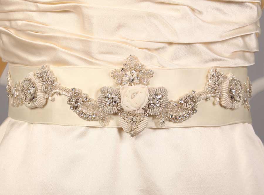Badgley Mischka Hayward Ivory Embellished Bridal Sash