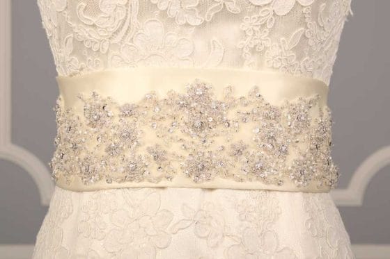 B518 Ivory Embellished Bridal Sash