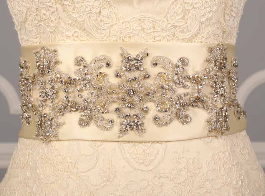 B523 Cream Embellished Bridal Sash