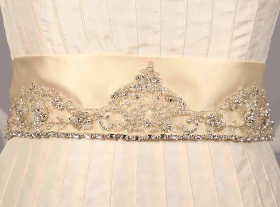 B500 Cream Embellished Bridal Sash