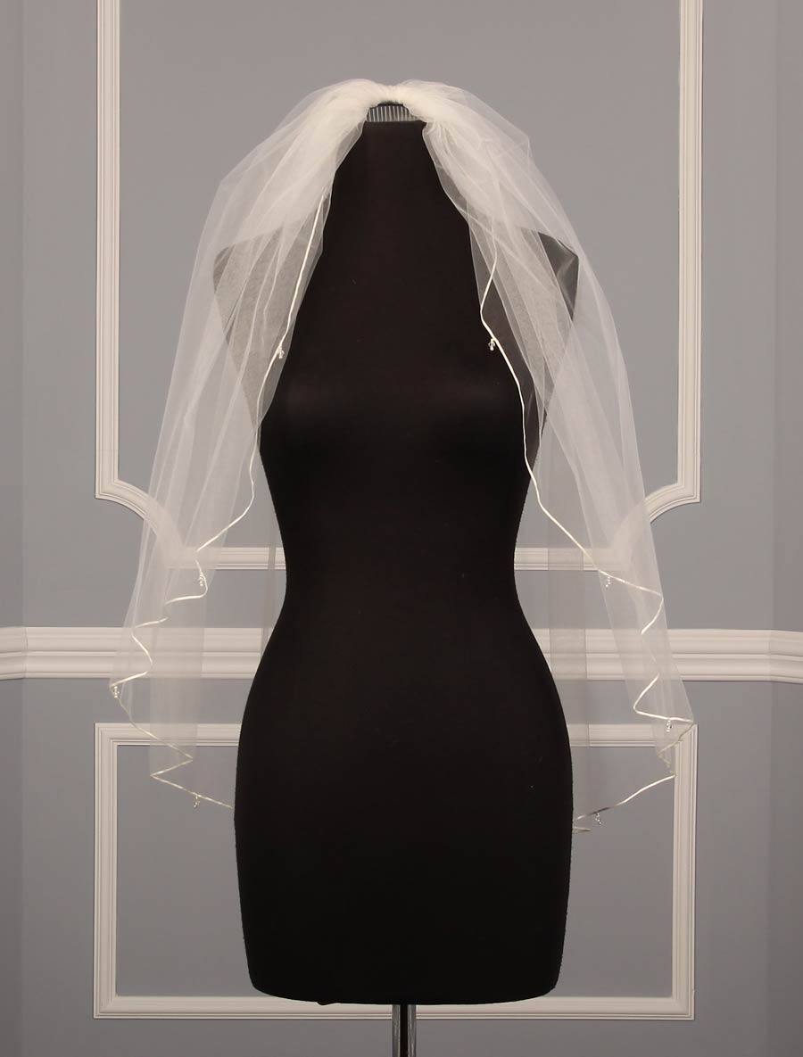 Jennifer Leigh Maisie Diamond White Waist Length Bridal Veil
