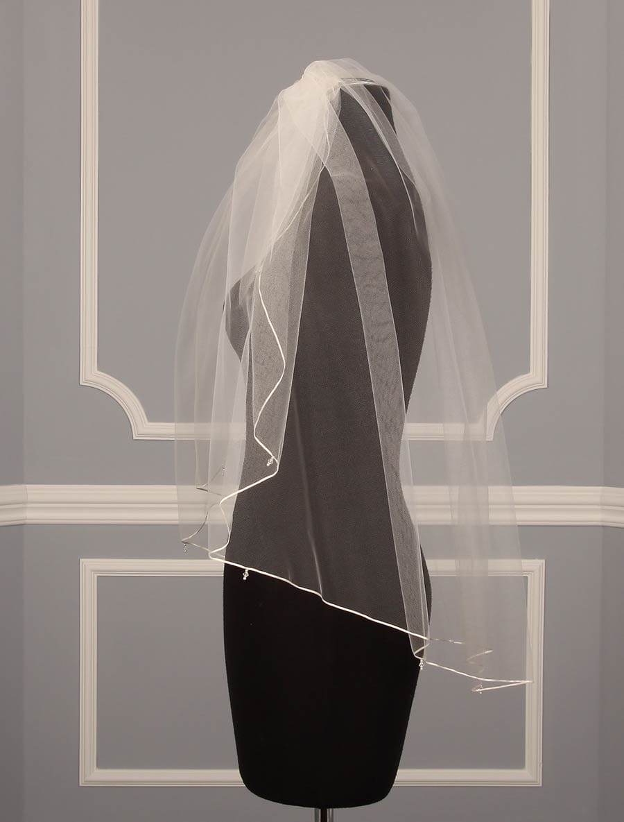 Jennifer Leigh Maisie Diamond White Waist Length Bridal Veil