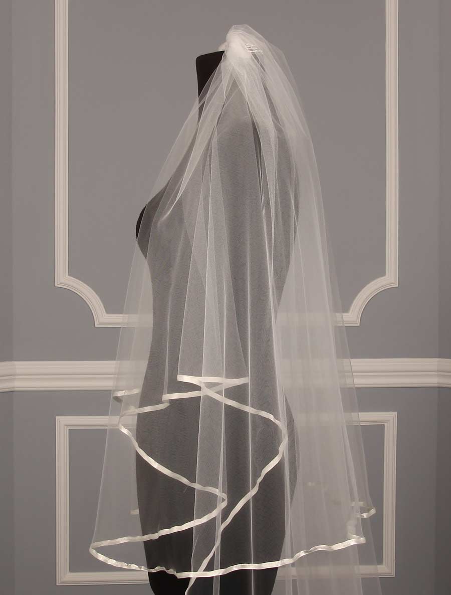 YDD Exclusive S499VL Diamond White Chapel Length Oval Bridal Veil