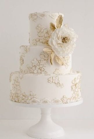 Gold and White Wedding Cake by Maggie Austin Cake