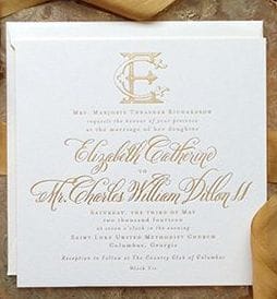 Gold and Ivory Letterpress Wedding Invitations — Empress Stationery
