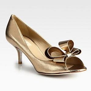 Valentino Couture Metallic Leather Bow Pumps