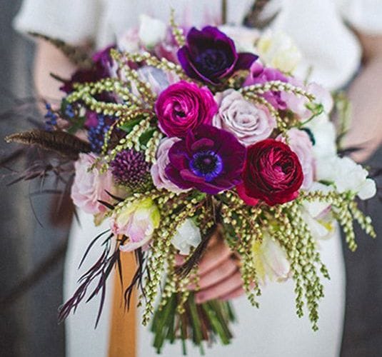Magenta and Purple Fall Wedding Bouquet