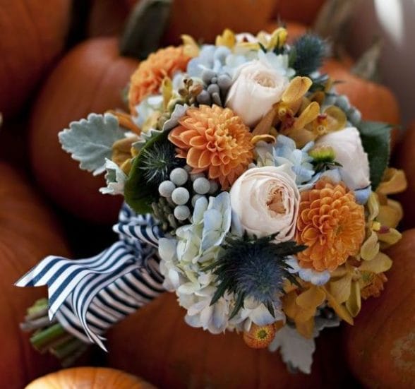 Fall Wedding Bouquet with Pumpkins