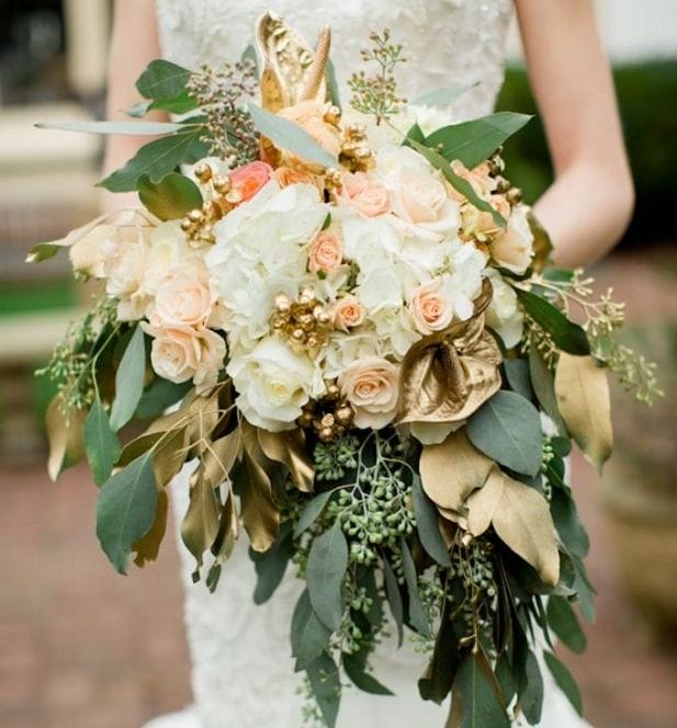 Fall Wedding Bouquet with Gold Accents Fall Wedding Bouquet with Gold Accents