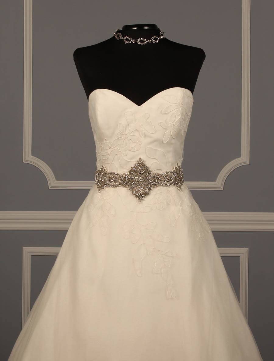 Ossai FW11-SH-17 Silver and Diamond White Embellished Bridal Sash Belt
