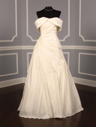 Justina Bridal Suzanne Discount Designer Wedding Dress Off Shoulder Sleeves