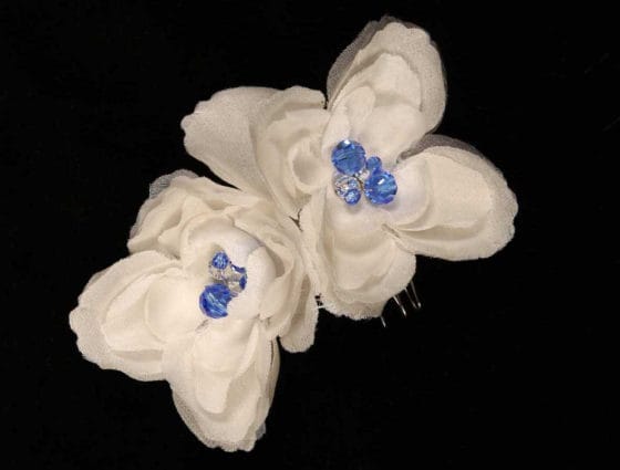 Ossai Diamond White Hair Flowers Set Of 2