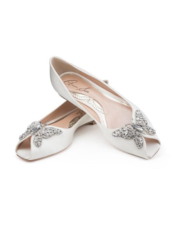 Aruna Seth Liana Bridal Shoes Crystal Butterfly Peep toe Satin