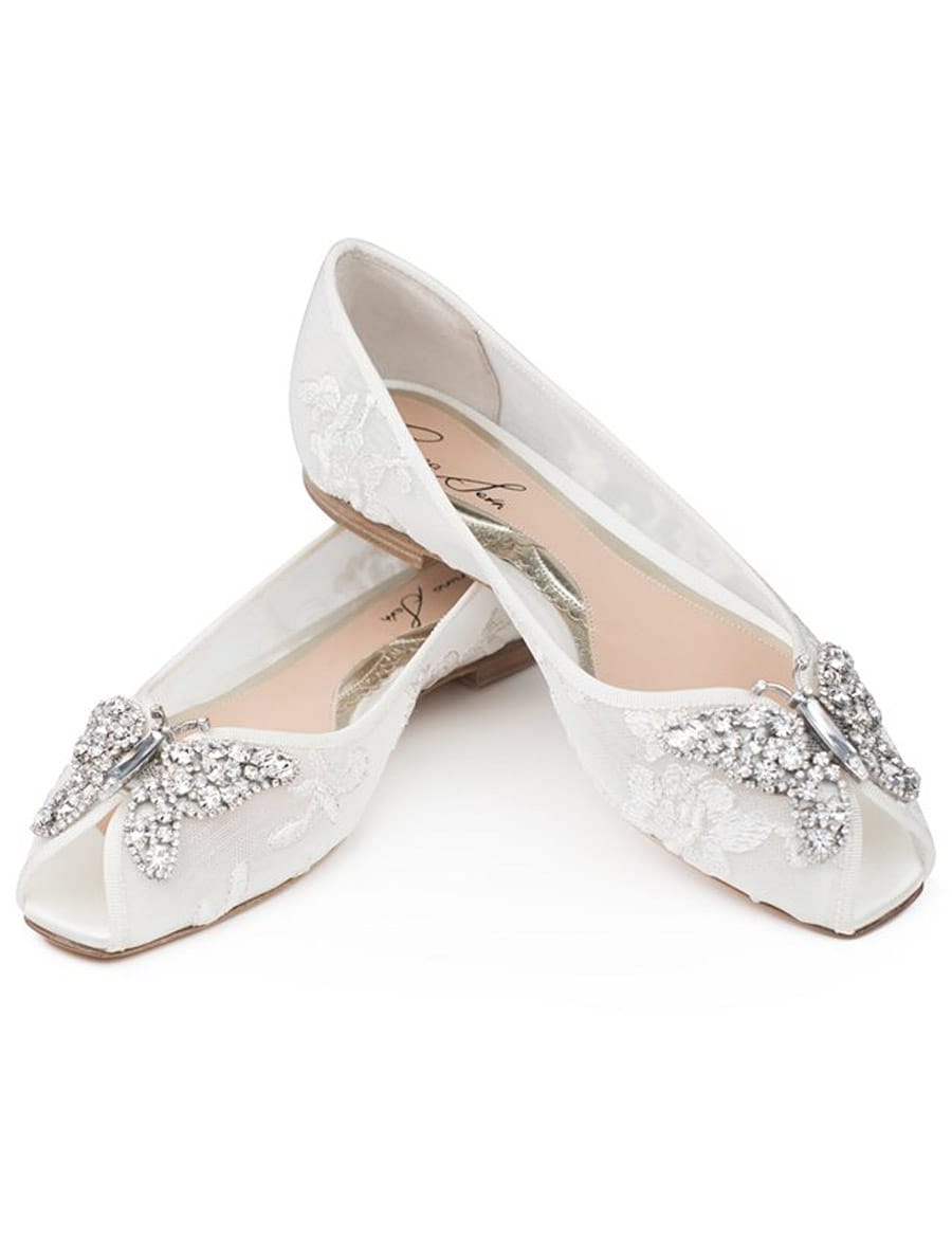 flat lace wedding shoes