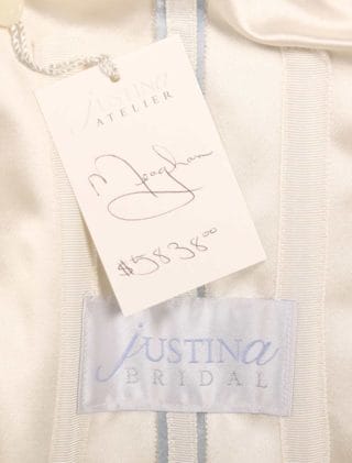 Justina Atelier Discount Wedding Dresses Meaghan Interior Label Hang Tag