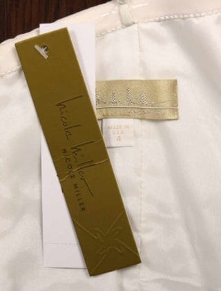 Nicole Miller Discount Wedding Dresses Mia HG0013 Hang Tag Interior Label
