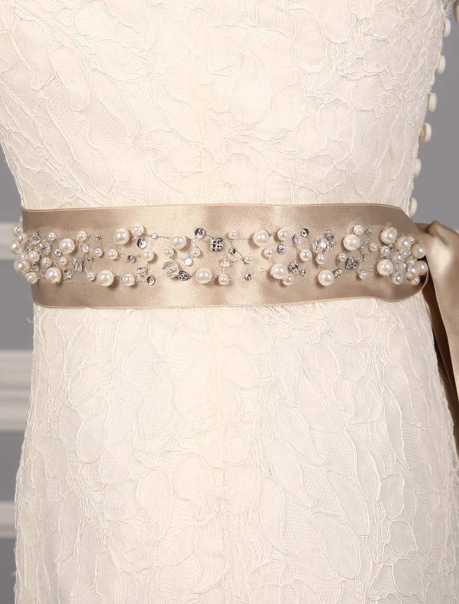 Champagne Embellished Discount Bridal Sash