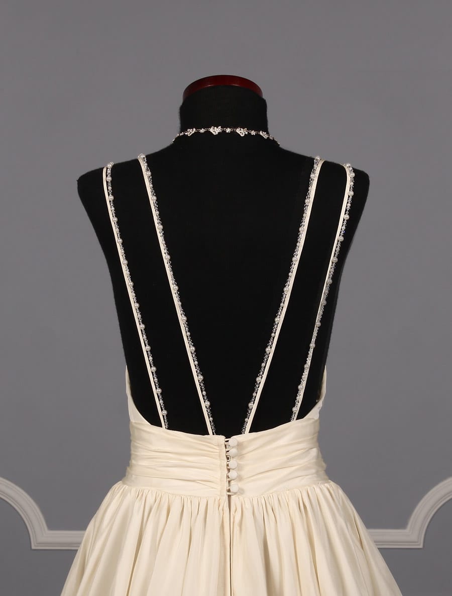 Lea Ann Belter Madeleine Ballerina Neckline With Delicate Crystal Straps Wedding Dress Back Bodice