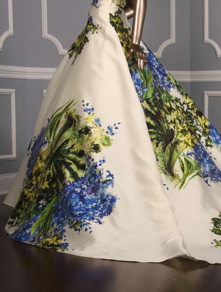 Romona Keveza RK6450 Discount Designer Wedding Dress Garden Blue Ball Gown Side Skirt