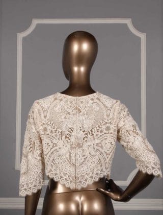 Francesca Miranda Leonor Lace Ivory Nude Wedding Jacket Back