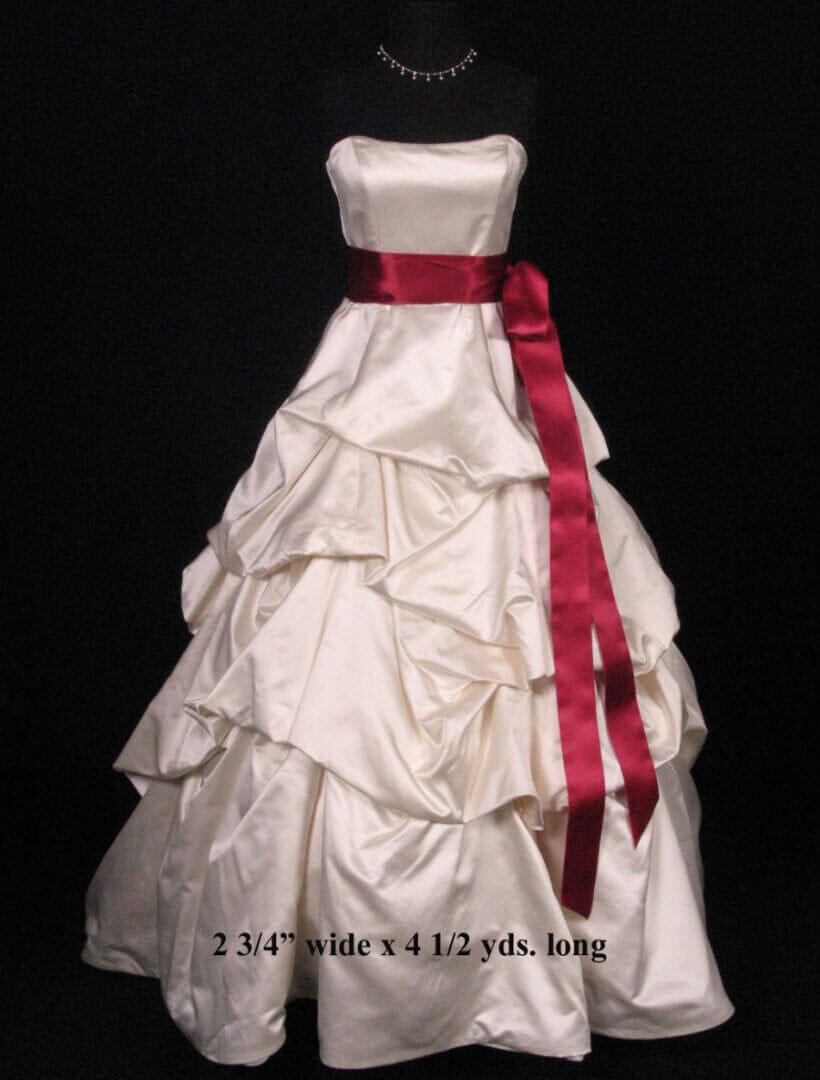 Wine Swiss Double Faced Satin Ribbon Sash Belt for Wedding Dress