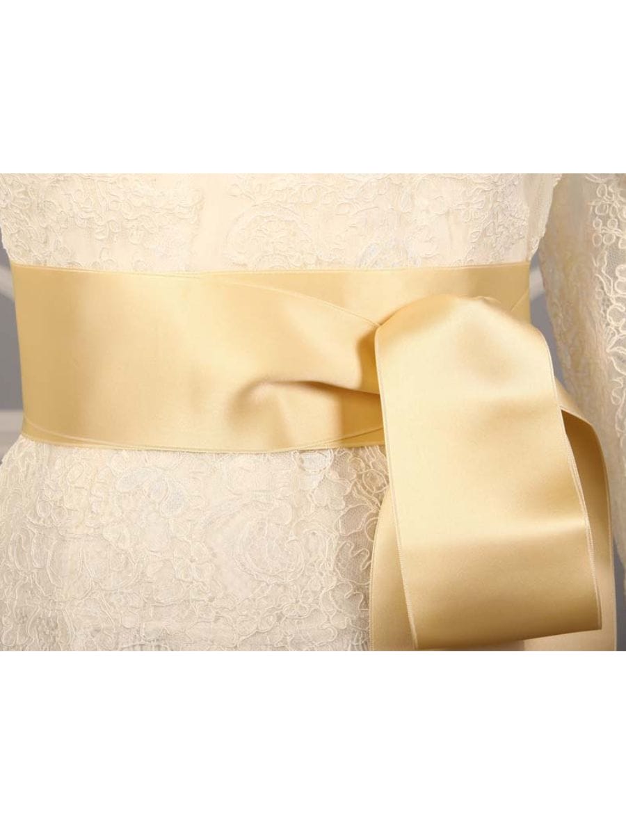 White Coffee Swiss Double Faced Satin Ribbon Sash 2.75 wide