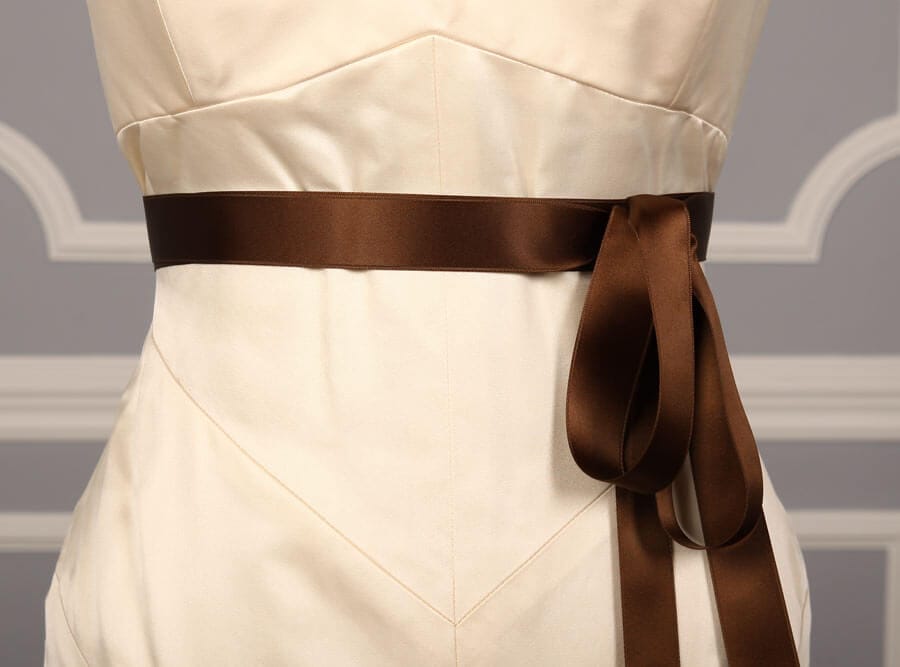Brown Swiss Double Faced Satin Ribbon Sash Closeup