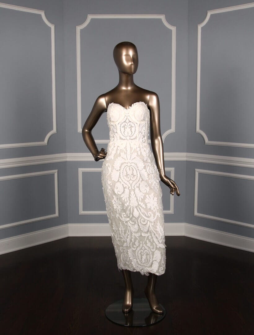 Francesca Miranda Jackie Silk Organza Laser Cut Modern Discount Designer Wedding Dress Front