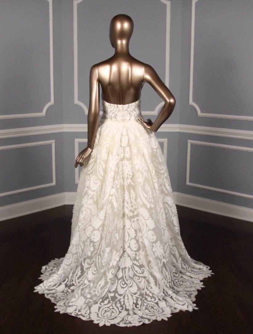 Francesca Miranda Jackie Silk Organza Laser Cut Modern Wedding Dress Full Back Photo