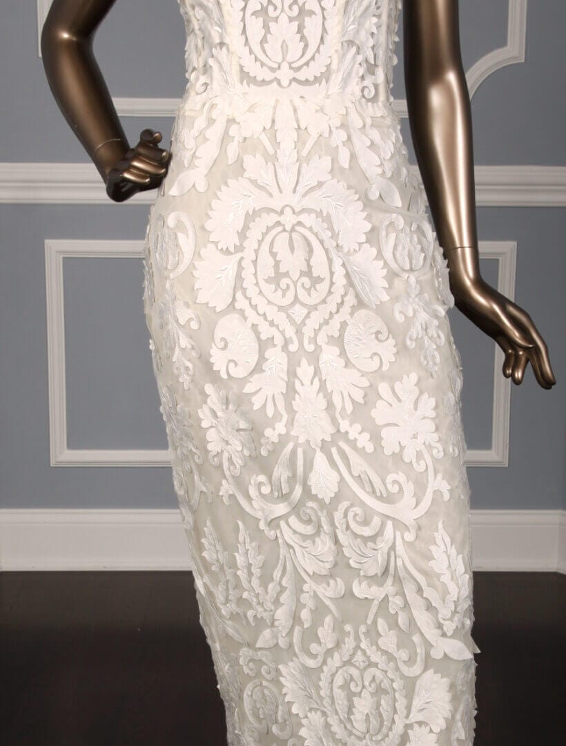 Francesca Miranda Jackie Wedding Dress Front Skirt Silk Organza Laser Cut Detail