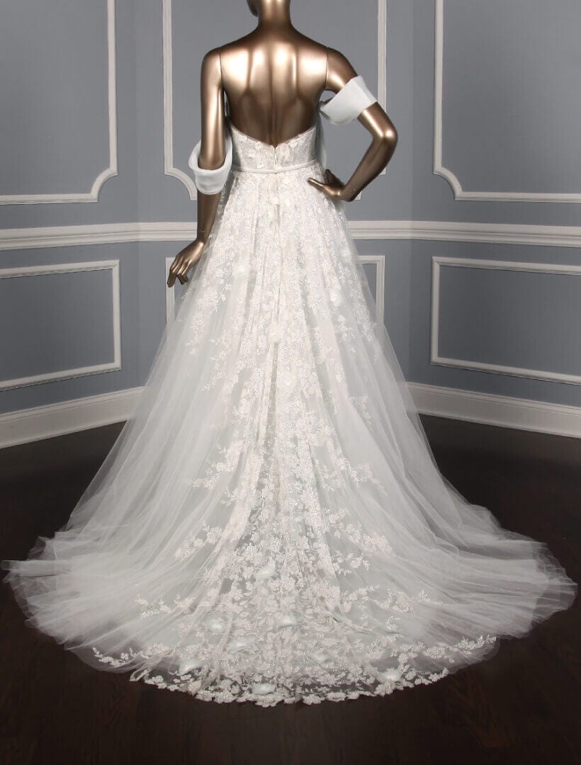 Mira Zwillinger Skye Wedding Dress Back Caviar Embroidered Ballgown Skirt with cathedral train