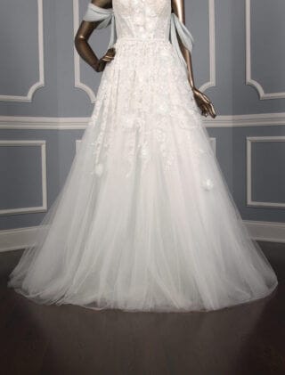 Mira Zwillinger Skye Wedding Dress Front Skirt of caviar embroidered tulle detail