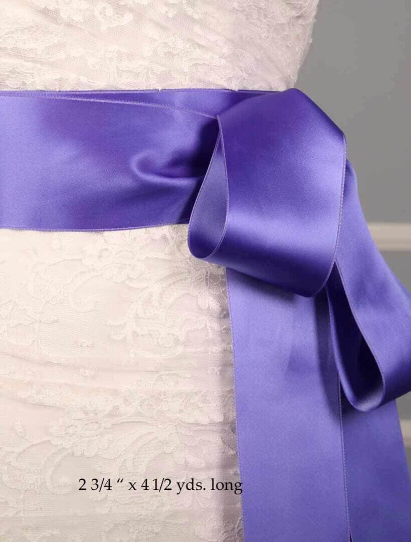 Periwinkle Swiss Double Faced Satin Ribbon Sash Belt 2.75x4.5 Closeup