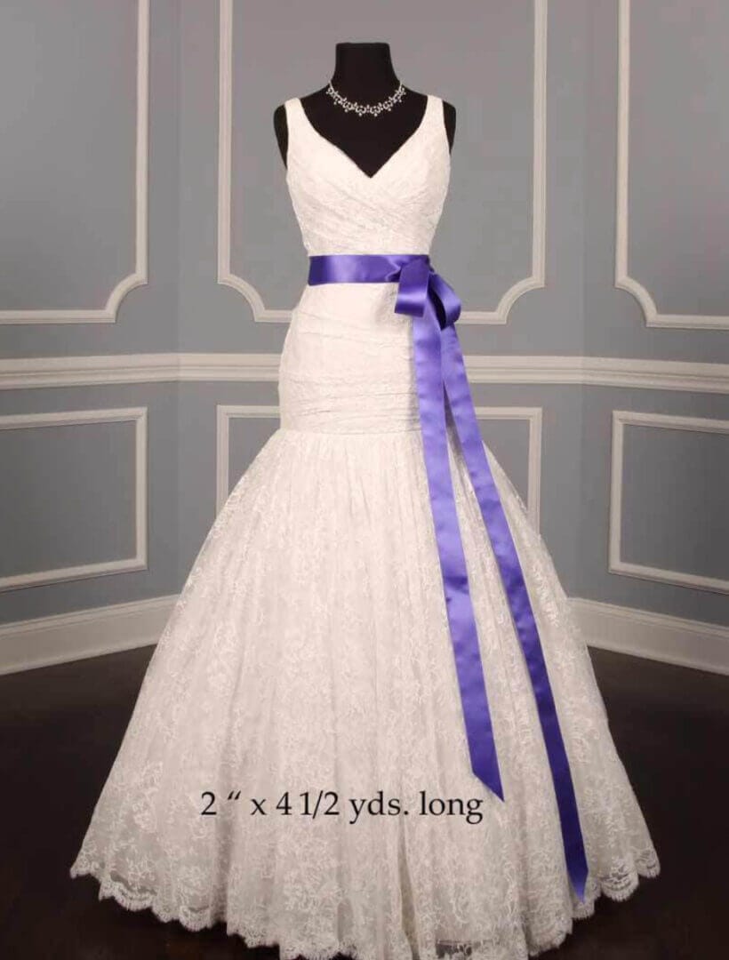 Periwinkle Swiss Double Faced Satin Ribbon Sash Belt 2x4.5 Full Front